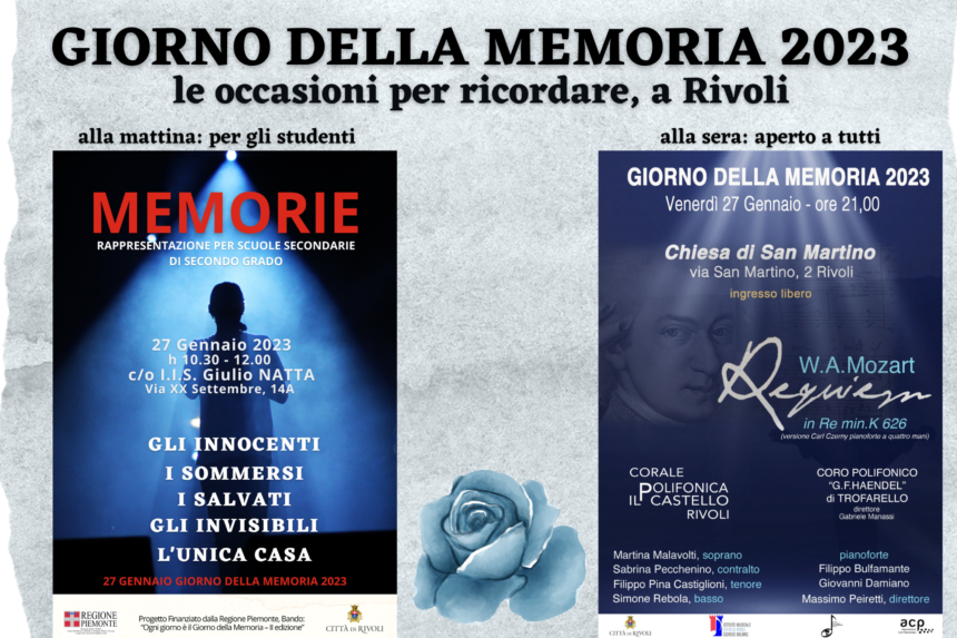 27 GENNAIO 2023 – Giorno della Memoria, il Recital “MEMORIE” alla mattina e il CONCERTO alla sera (Archivio2023) 27 GENNAIO 2023 – Giorno della Memoria, il Recital “MEMORIE” alla mattina e il CONCERTO alla sera (Archivio2023)